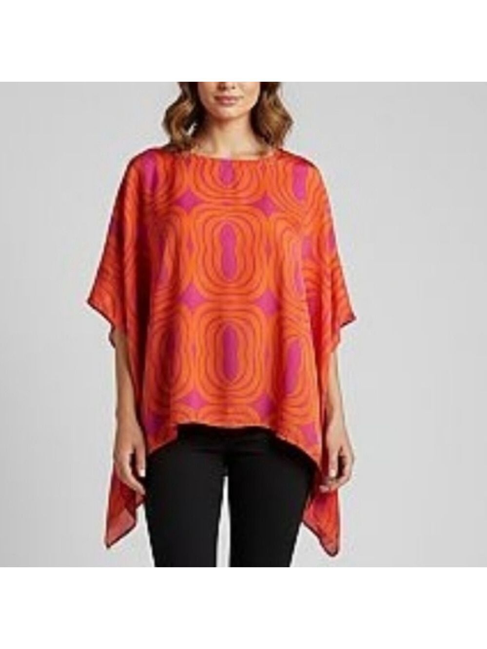 New York & Company Orange and Purple Tunic Top Size S
